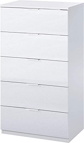 HABITMOBEL Comoda Blanca 5 CAJONES 60 cm (Ancho) x 110 cm (Alto) x 40 cm (Fondo)