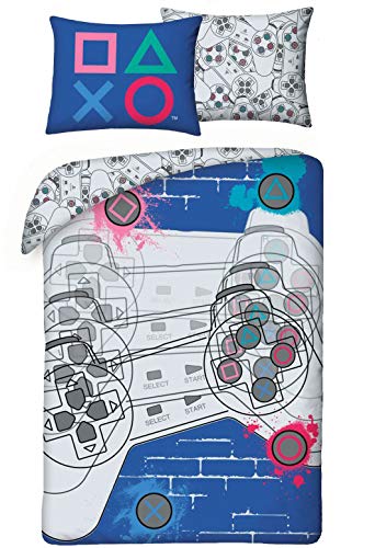 Halantex Playstation - Juego de cama (funda nórdica de 140 x 200 cm y funda de almohada)