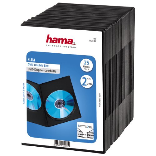 Hama 51185 - Carcasa para DVD (25 unidades), negro