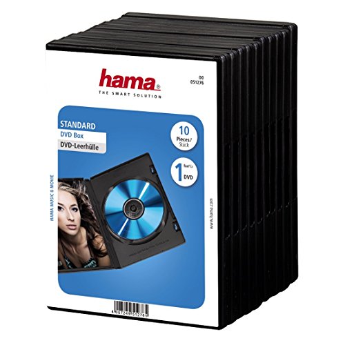 Hama - DVD Jewel Case with foil, 10-pack, black, Negro