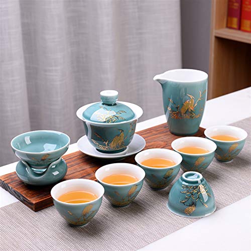 HCO-YU 10 Unids/Set Cerámica China Kungfu Tetera Teteras Portátiles De Té Portátil Strainer Teacup Porcelana Teaware Webware Tea Ceremonia Suministros (Color : G)