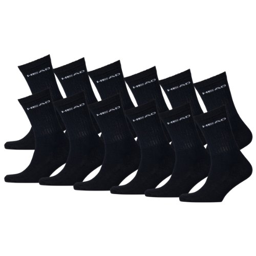 HEAD - Calcetines deportivos Unisex con suela de rizo, 12 unidades negro 39-42 HEAD - Calcetines deportivos Unisex con suela de rizo, 12 unidades negro 39-42