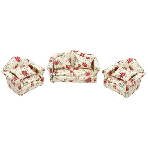 Healifty Muebles de casa de muñecas sofá en Miniatura Muebles de sillón para casa de muñecas Sala de Estar bebé Juguete (patrón Rosa)