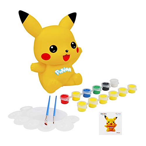 Herefun Pinta tu Propia Hucha Pikachu DIY, Manualidades de Pikachu Hucha Pikachu Artes y Manualidades para Niños Kit Pintura para Niñas y Accesorios Infantiles Pintar Juegos Regalos (A)