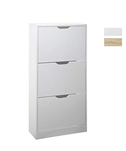 Home Heavenly - Mueble Zapatero VIC 3 Puertas, Gran Capacidad de almacenaje, Color Blanco o Roble (107 X 60 cm) (Blanco)