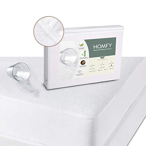 HOMFY Protector de Colchón Impermeable 180x200cm, Fundas de Colchón Transpirables, Cubre Colchón, Sábana Bajera Ajustable, Fibra de Bambú Ecológica, Anti-Ácaros e Hipoalergénica HOMFY Protector de Colchón Impermeable 180x200cm, Fundas de Colchón Transpirables, Cubre Colchón, Sábana Bajera Ajustable, Fibra de Bambú Ecológica, Anti-Ácaros e Hipoalergénica
