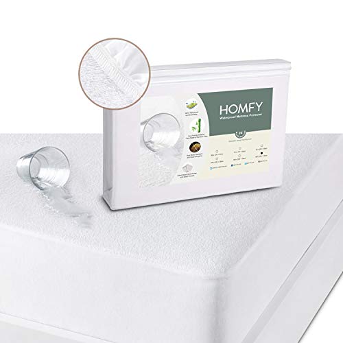 HOMFY Protector de Colchón Impermeable 180x200cm, Fundas de Colchón Transpirables, Cubre Colchón, Sábana Bajera Ajustable, Fibra de Bambú Ecológica, Anti-Ácaros e Hipoalergénica