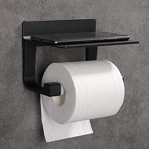 Hoomtaook Portarrollos para Papel Higiénico Portarrollos Baño Adhesivo Portarrollo para Papel Higiénico, Autoadhesivo, Aluminio, Acabado Mate Negro