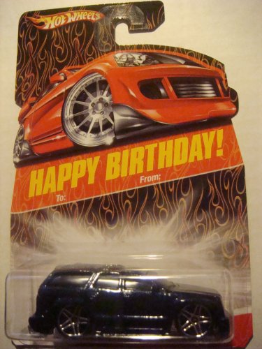 Hot Wheels Exclusive Happy Birthday Card Cadillac Escalade Dark Glitter Midnight Blue Pr5 wheels 1/64 2008 by Mattel