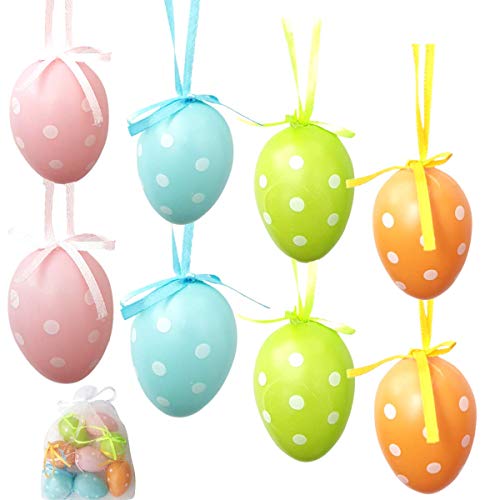 Huevos de Pascua decorativos, 6 cm, 8 unidades, colores pastel, rosa, azul, verde, naranja