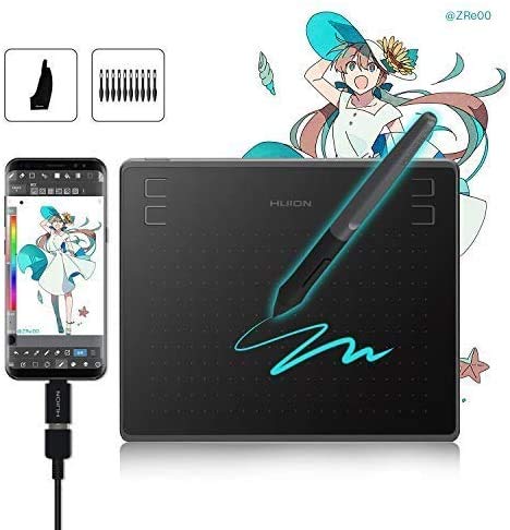 HUION Tableta Gráfica HS64 (Compatible con Sistema operativo Android) Tableta de Dibujo Gráfico de 6.3x4 Pulgadas con Niveles de 8192 Sensibilidad a la Presión del lápiz - Nueva Versión 2019