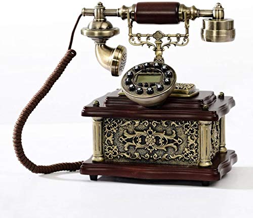 HZYDD Teléfono antiguo vintage madera maciza hecha a mano Vintage antiguo hogar sala de estar oficina asiento fijo