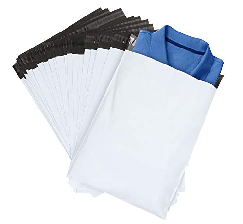 ilauke - Lote de 60 bolsas de correo de plástico, 30 x 40 cm + 5 cm de solapa, color blanco