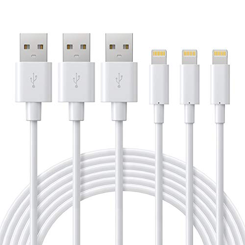 ilikable Cable iPhone 2M 3 Pack, [Certificado MFi] Cable Lightning Carga Rápida para iPhone SE 2020/11/11 Pro/XS/XS Max/XR/X/8/8 Plus/7/7 Plus/6, iPad Mini/Air, iPod, AirPods, Blanco