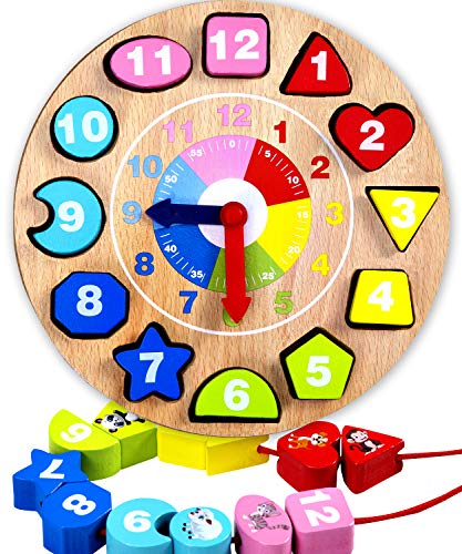 Jaques de Londres Clasificando la Forma Enseñando el Reloj Juguetes de Madera por más de 220 años - Grandes Juguetes Montessori para Todos los niños y niñas 1 2 3 4 años de Edad - Calidad Garantizada