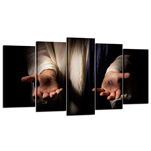 Jesus Hands Resurrected Canvas Print Wall Art Decor 5 piezas Poster Picture Giclee Canvas Painting Obra de arte para la decoración del hogar de la sala de estar - (30x50 30x70 30x80cm) Sin marco
