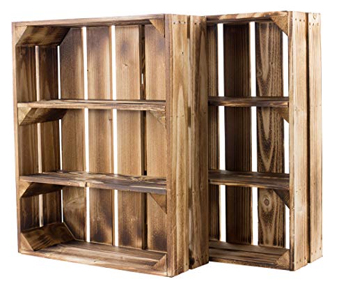 Juego de 2 cajas de estantería planas con 3 compartimentos, estilo rústico, 50 x 40,5 x 16 cm Juego de 2 cajas de estantería planas con 3 compartimentos, estilo rústico, 50 x 40,5 x 16 cm