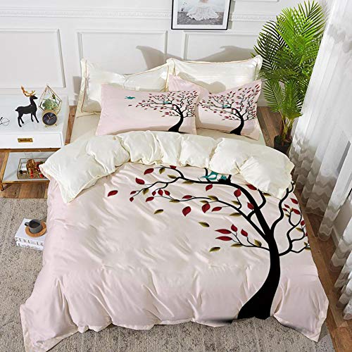 Juego de cama, microfibra,Flying Birds Decor, Cute Bird Family en el árbol ventoso Ramas florales Baby Mother Happiness Arte decorati,1 juego de funda nórdica 200 x 2002 fundas de almohada 50x80cm Juego de cama, microfibra,Flying Birds Decor, Cute Bird Family en el árbol ventoso Ramas florales Baby Mother Happiness Arte decorati,1 juego de funda nórdica 200 x 2002 fundas de almohada 50x80cm