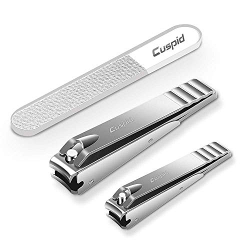 Juego de cortauñas sin salpicaduras, 3 piezas profesional de acero inoxidable para uñas y lima de uñas de cristal, cortauñas de borde curvado y cortador de uñas a prueba de óxido para uñas gruesas Juego de cortauñas sin salpicaduras, 3 piezas profesional de acero inoxidable para uñas y lima de uñas de cristal, cortauñas de borde curvado y cortador de uñas a prueba de óxido para uñas gruesas