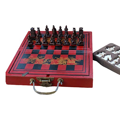 Juegos de Mesa Conjunto de ajedrez magnético de la armería de ajedrez Antiguo Conjunto de ajedrez de Resina con Placa de ajedrez Internacional para niños y Adultos 8,3" Juegos Tradicionales