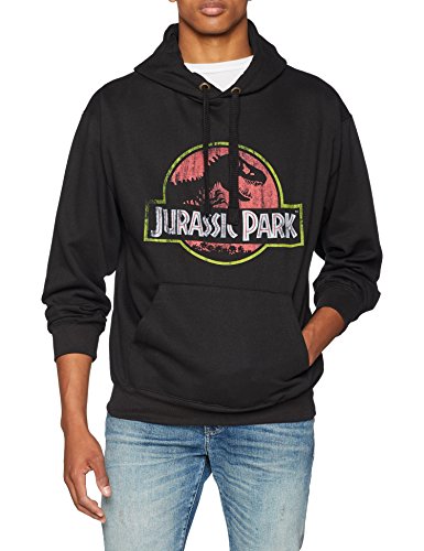 Jurassic Park Distressed Logo Hood Sudadera con Capucha, Negro (Black Blk), XXL para Hombre