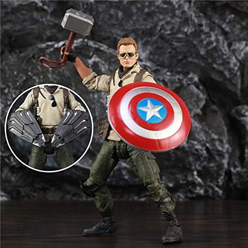 Jwyq Custom Steve Rogers 6"Figura de acción Capitán América Leyendas Mjollnir Hammer Wakanda Shields Gafas de sol Película Juguetes Muñeca Modelo   Steve Rogers D