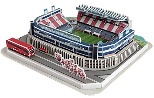 JXS Atletico DE Madrid Puzzle 3D - Vicente Calderón Estadio Modelo - Famosos Juguetes de Rompecabezas de construcción - 33.5×32×9cm 156pcs