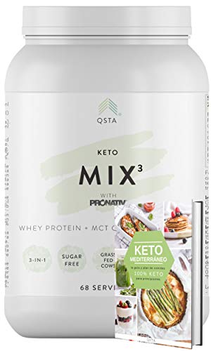 Keto Plus Actives 3-en-1 (68 CAZOS) - Batidos para adelgazar, Reemplazo de comida, Pre entreno, Postres, Cafe, Whey Protein Grass-Fed + MCT C8 + Electrolitos + INCLUYE EBOOK RECETAS/BATIDOS +MEDICOS