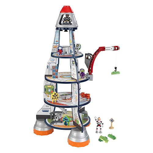 KidKraft- Rocket Ship Set de juego de madera para niños con cohete, estación espacial y figuras de acción incluidas , Color Multicolor (63446)