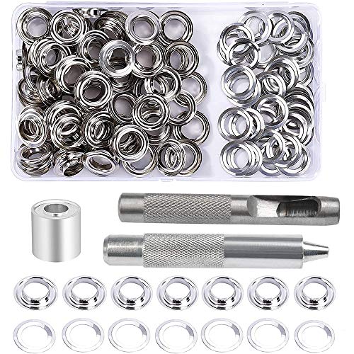 Kit de Ojales, 100 Sets Kit Herramienta de Ojetes, Ojetes Metalicos, 3 Piezas de Herramientas Ojales Kit de Ojales de Arandela De Metal Para Lonas, Telas, Cortinas y Fabricación Kit de Ojales, 100 Sets Kit Herramienta de Ojetes, Ojetes Metalicos, 3 Piezas de Herramientas Ojales Kit de Ojales de Arandela De Metal Para Lonas, Telas, Cortinas y Fabricación