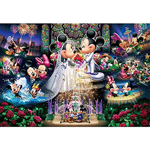 Kits de pintura de diamantes para bricolaje Kits de taladros completos, deseos de boda de Mickey Mouse de Disney, pintura de diamantes, arte para decoración del hogar (40 cm * 50 cm)
