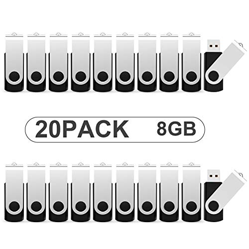 KOOTION Pendrives 8GB 2.0 Memorias USB 8GB 20 Piezas Pen Drive USB 2.0 Flash Drive 8 Gigas Lote Pincho USB Pen Stick Pack de 20 Unidades, Negros KOOTION Pendrives 8GB 2.0 Memorias USB 8GB 20 Piezas Pen Drive USB 2.0 Flash Drive 8 Gigas Lote Pincho USB Pen Stick Pack de 20 Unidades, Negros