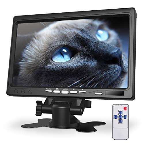 Kuman Monitor de 7 Inch HD Pantalla 1024x600 IPS para Raspberry Pi 4 B 3 2B B 1 B + A + con Entrada HDMI VGA, Altavoz Incorporado para DVD VCR Control Remoto para Automóvil SC7J