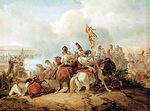Kunst für Alle Impresión artística/Póster: Dietrich Monten Battle Between Austrian Cavalry and French Infantry - Impresión, Foto, póster artístico, 55x40 cm