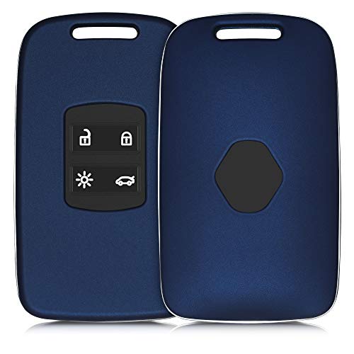 kwmobile Funda Compatible con Renault Llave de Coche Smart Key de 4 Botones (Solo Keyless Go) - Carcasa Dura para Llave de Coche Mando de Auto - en Azul Oscuro