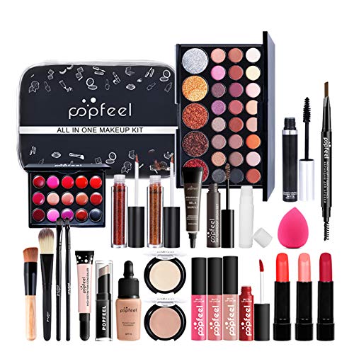 LEAMALLS 26 Piezas Estuches Juego de Maquillaje Completo Kit de Cosmético todo en uno Regalo Maquillaje Sombra de Ojos Paleta para Ojos Labios y Rostro Professional Makeup