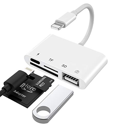 Lector de tarjetas SD TF, adaptador de lector de tarjetas 4 en 1 con interfaz USB 2.0 hembra OTG, lector de tarjetas de memoria SD/TF, USB C PD, adaptador de cámara compatible con teléfono X/8/Pad