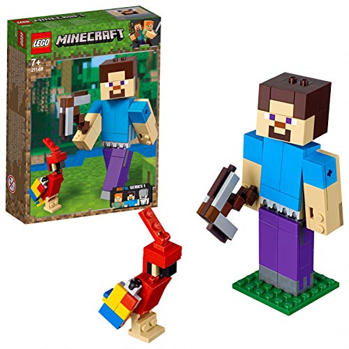 LEGO Minecraft - BigFig Minecraft: Steve con Loro, juguete de construcción y aventuras basado en personajes del videojuego (21148)