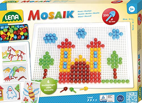 Lena Mosaic Set Color 10 mm 200 pcs - Kits de Mosaico (3 año(s), Niño/niña, Preescolar, Multicolor, 200 Pieza(s), Europa)