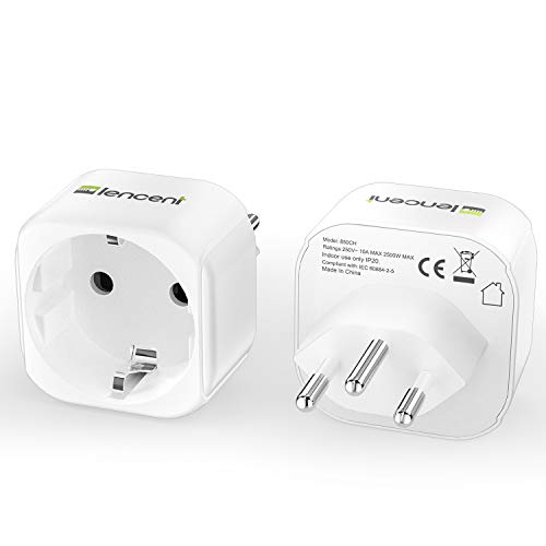 LENCENT 2X Adaptadores de Viaje Suiza Tipo J, Enchufe de 2 Clavijas de Europa a 3 Clavijas Suizo para Suiza Jordania Liechtenstein Maldivas (Tipo J) LENCENT 2X Adaptadores de Viaje Suiza Tipo J, Enchufe de 2 Clavijas de Europa a 3 Clavijas Suizo para Suiza Jordania Liechtenstein Maldivas (Tipo J)