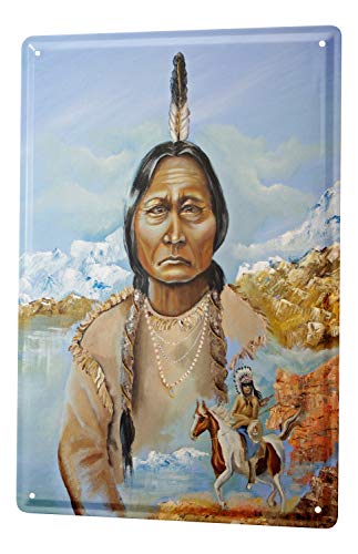LEotiE SINCE 2004 Cartel Letrero de Chapa XXL EE.UU. Nativo Viejos Indios Guerreros Mujer Caballo montañas