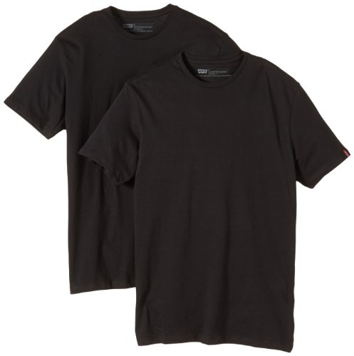 Levi's 2 Pack Crew - Camiseta para Hombre, Negro (Black/Black), S