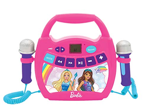 LEXIBOOK Barbie, Mi Primer Reproductor Digital Bluetooth con 2 micrófonos, inalámbrico, función Grabar, Efecto de Cambio de Voz, para niños a Partir de 3 años, Rosa, MP300BBZ