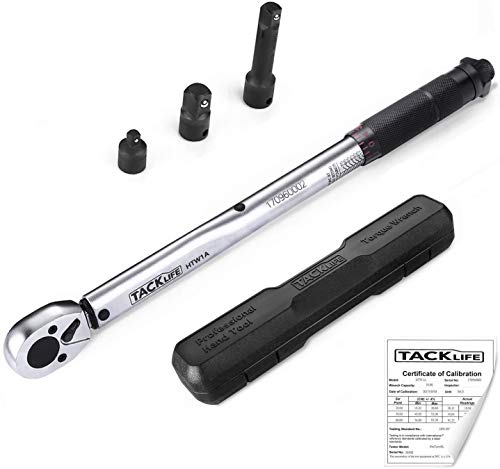 Llave Dinamométrica 3/8 "(19-110Nm), Tacklife HTW1B Llave de Torque Calibrada de Clic de Impulsión con Certificación, Barra de Extensión, Adaptador, Reductor en Caja Llave Dinamométrica 3/8 "(19-110Nm), Tacklife HTW1B Llave de Torque Calibrada de Clic de Impulsión con Certificación, Barra de Extensión, Adaptador, Reductor en Caja