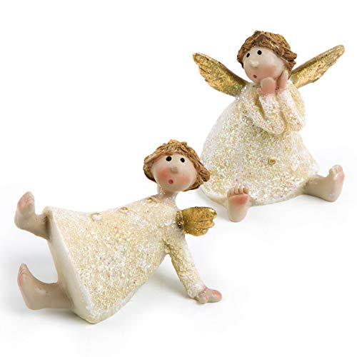 Logbuch-Verlag Decoración navideña, 2 figuritas de ángeles doradas, 7 cm, pequeño regalo de Navidad
