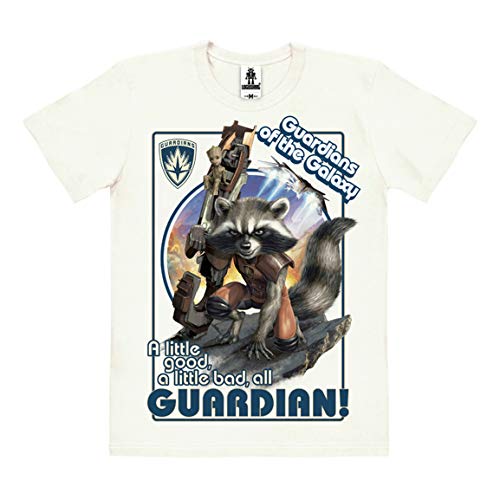 Logoshirt - Marvel Comics - Pelicula - Guardianes de la Galaxia - Rocket Raccoon - Un Poco Bueno - Camiseta 100% algodón ecológico - Blanco - Diseño Original con Licencia, Talla S Logoshirt - Marvel Comics - Pelicula - Guardianes de la Galaxia - Rocket Raccoon - Un Poco Bueno - Camiseta 100% algodón ecológico - Blanco - Diseño Original con Licencia, Talla S