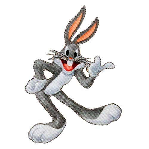 Looney Tunes Bugs Bunny – gris - Parches termoadhesivos bordados aplique para ropa, tamaño: 7,1 x 5,9 cm