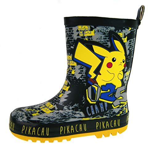 Lora Dora Pokemon Botas Wellington para niños Pikachu lluvia nieve botas, color Negro, talla 25 EU