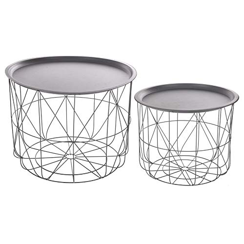 Lote de 2 mesas nido de café con bandejas movibles - Diseño y Modero - Color GRIS