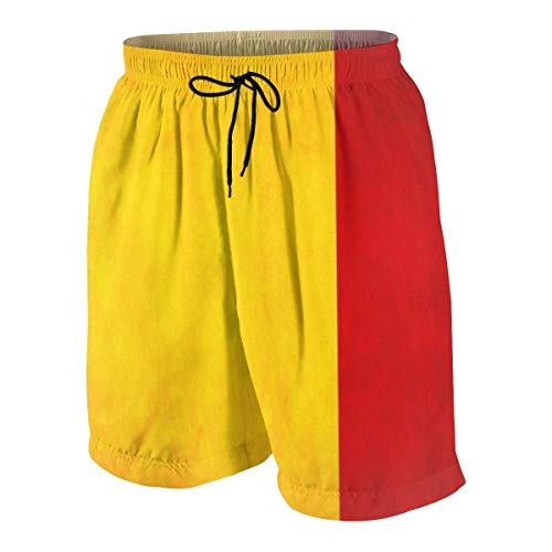 LREFON Niños 'Niños' Bandera de Bélgica Negro Amarillo Rojo Pantalones Cortos de Tabla de Secado rápido Impermeables Impresos en 3D 7-20 años